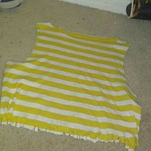 Sexy yellow an white striped crop top